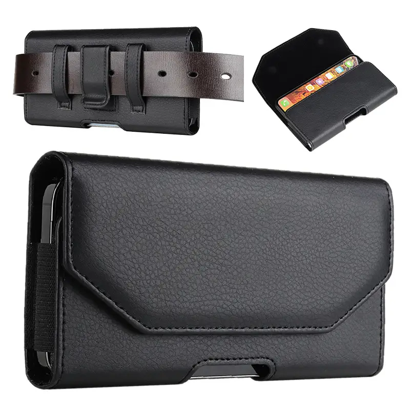 Black Leather Waist Bag for Men with Drop Protection — feature 4