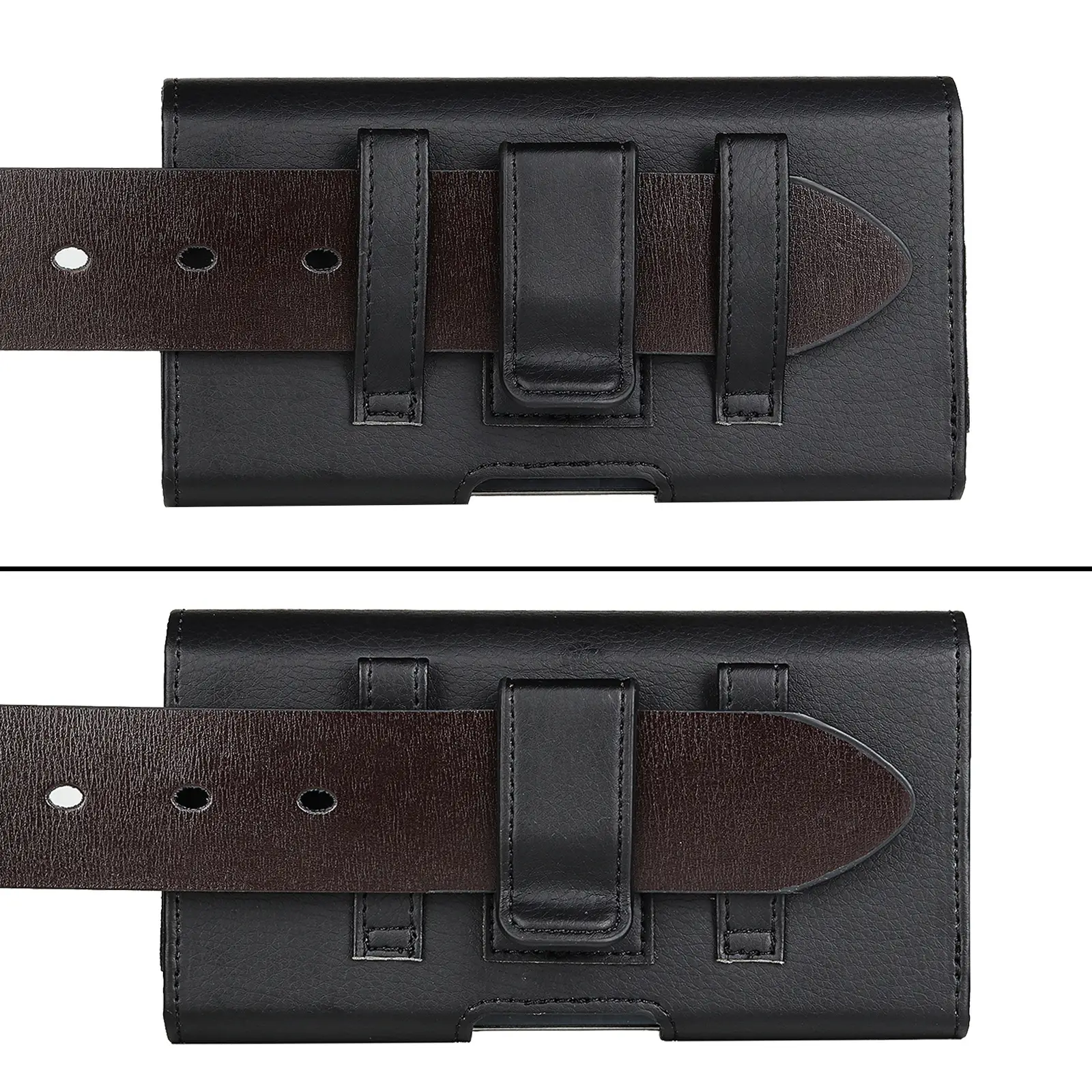 Black Leather Waist Bag for Men with Drop Protection — feature 7