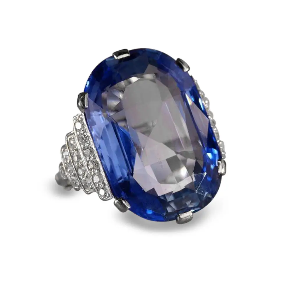 Blue Topaz Ring with 14mm Oval Cut Dimensions