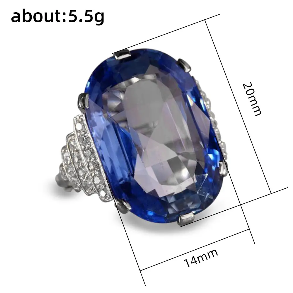 Blue Topaz Ring with 14mm Oval Cut Dimensions