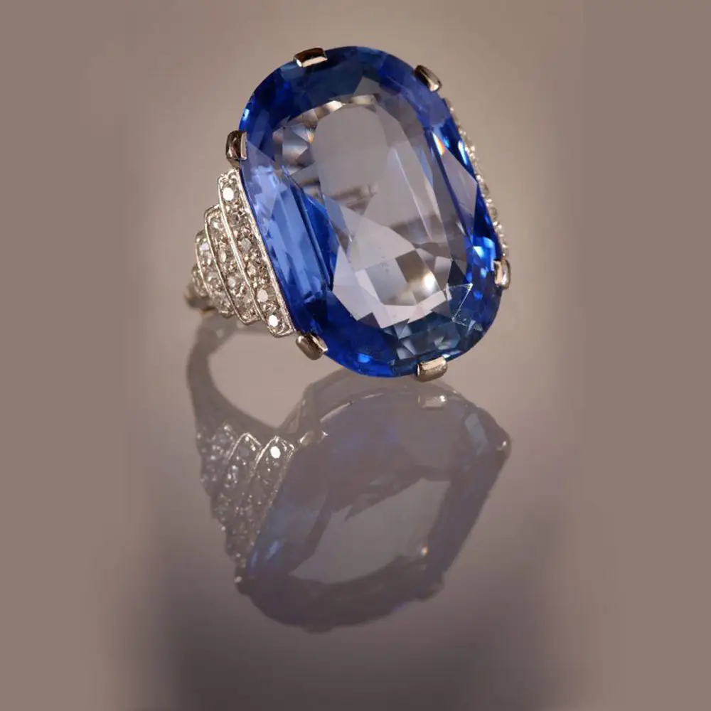 Blue Topaz Ring with 14mm Oval Cut Dimensions — feature 5