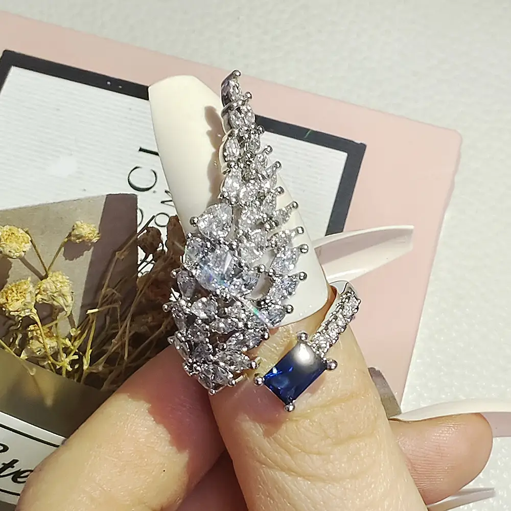 Full Diamond Angel Wing Adjustable Ring for Women - Image 3