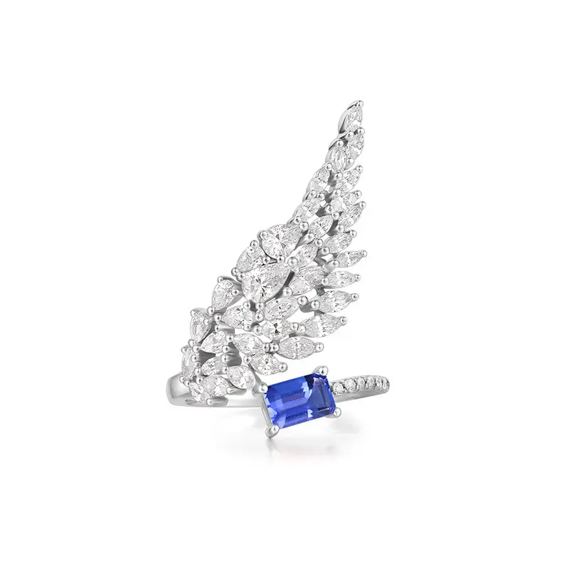 Full Diamond Angel Wing Adjustable Ring for Women - Image 4