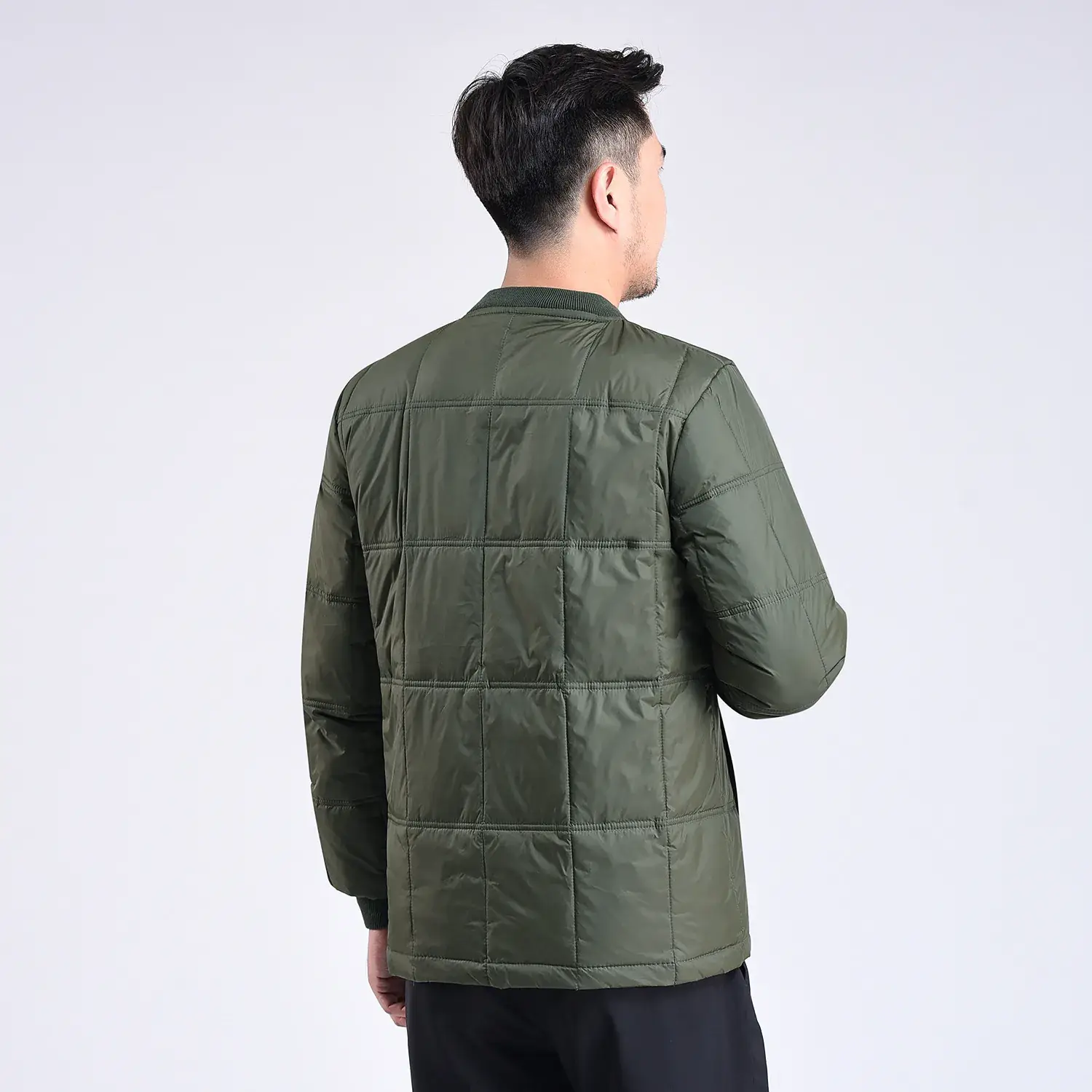 Men's Navy Blue Down Jacket with Stand Collar - Image 6