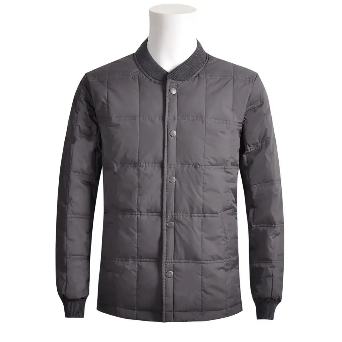 Men's Navy Blue Down Jacket with Stand Collar - Image 4