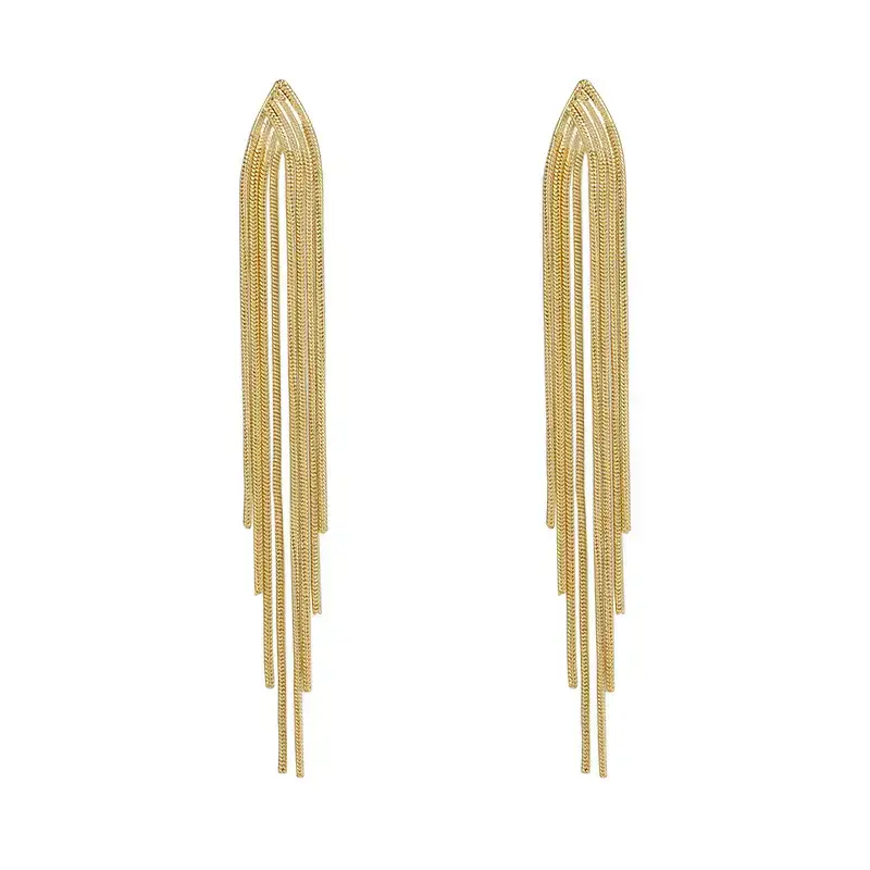 Geometric Metal Earrings for Women Long Tassel Design - Image 7