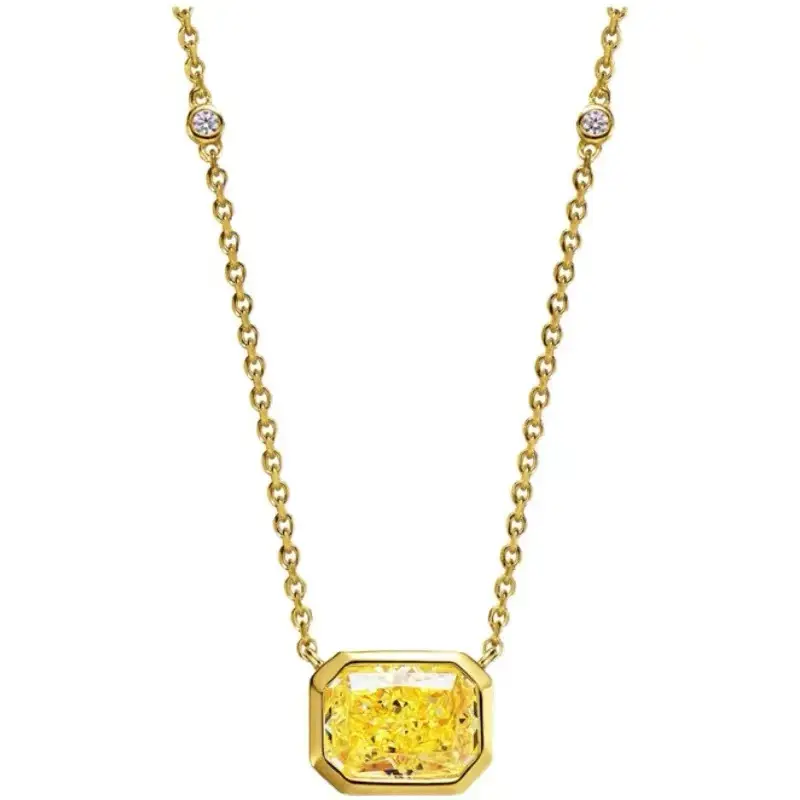 Sweet Stars Square Diamond Necklace Gold Plated Yellow Pink - Image 7