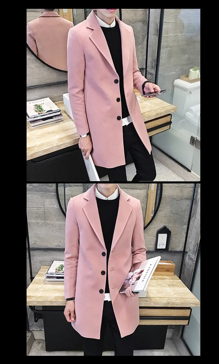 Men's Korean Slim Fit Woolen Coat Winter Gray — feature 20
