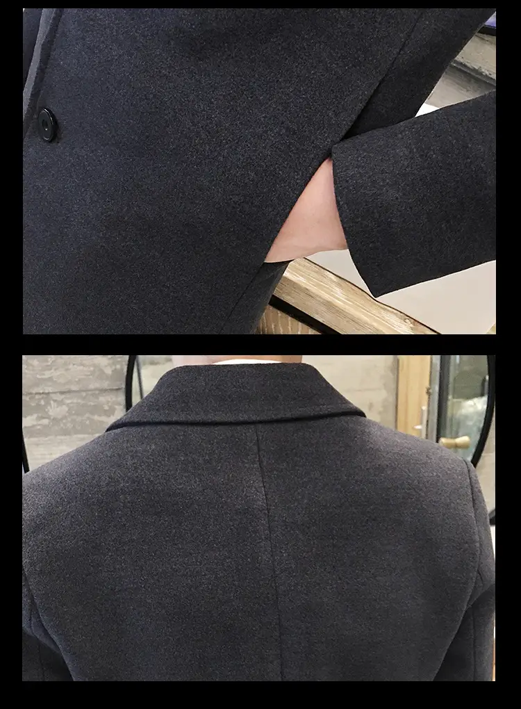 Men's Korean Slim Fit Woolen Coat Winter Gray — feature 23