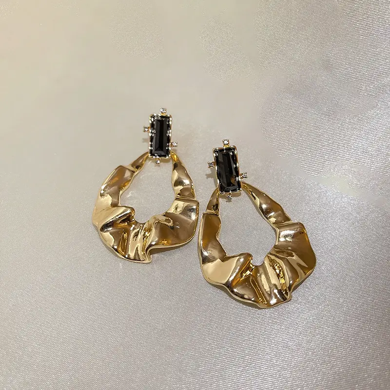 Geometric Rhinestone Drop Earrings Gold Plated — feature 11