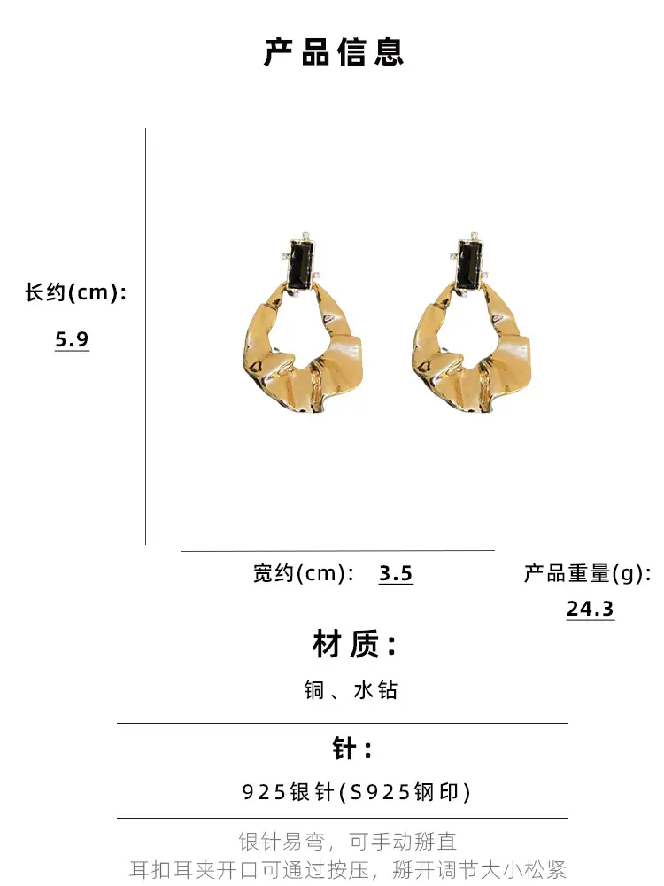 Geometric Rhinestone Drop Earrings Gold Plated — feature 3