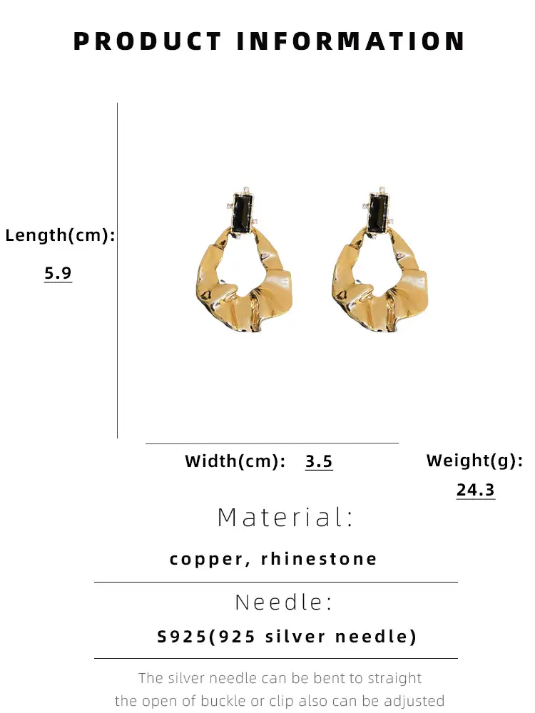Geometric Rhinestone Drop Earrings Gold Plated — feature 4