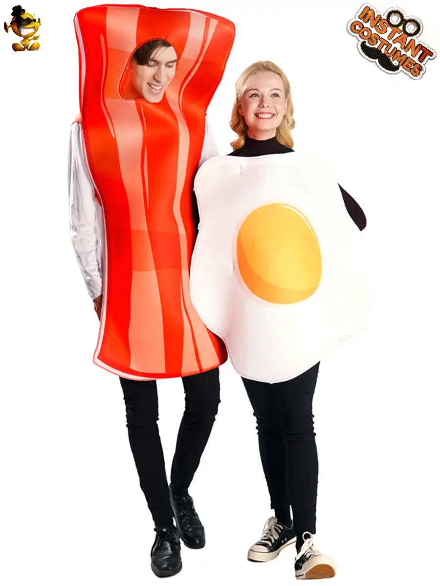 Poached Egg Bacon Party Costume for Men Women - Image 3