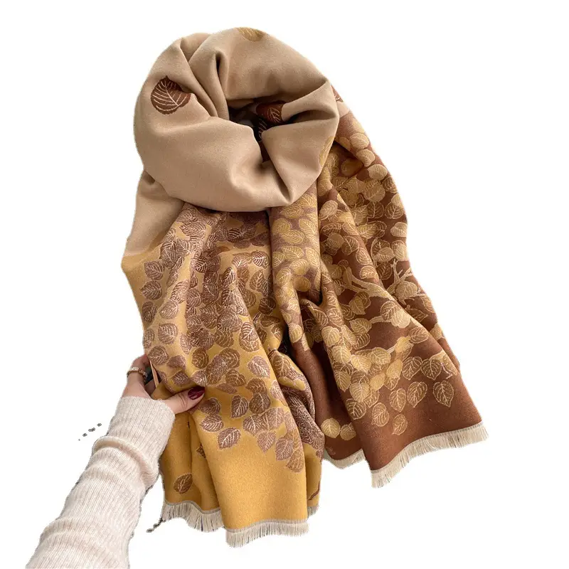 Women's Leaf Print Shawl Summer Office Warm Poncho Outerwear