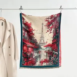 Women's Leaf Print Shawl Summer Office Warm Poncho Outerwear — feature 11