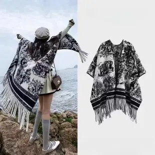 Women's Leaf Print Shawl Summer Office Warm Poncho Outerwear — feature 6