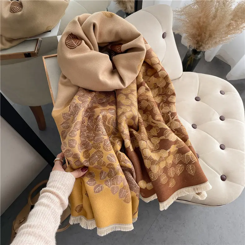 Women's Leaf Print Shawl Summer Office Warm Poncho Outerwear