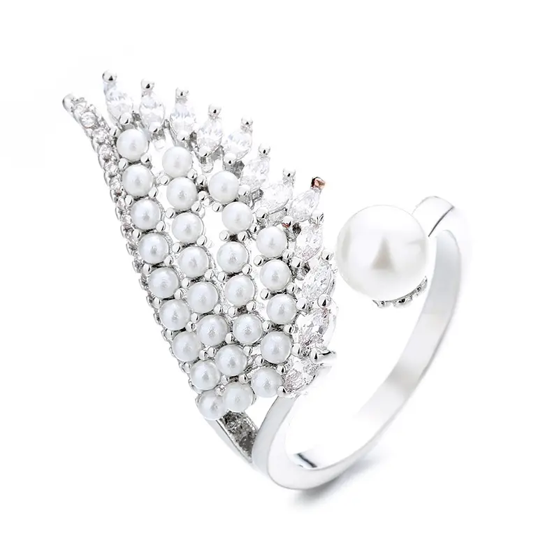 Korean Style Pearl Wing Open Ring Adjustable Gold