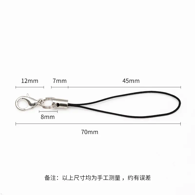 Black Polyester Phone Chain Pendant with Lobster Clasp - Image 23