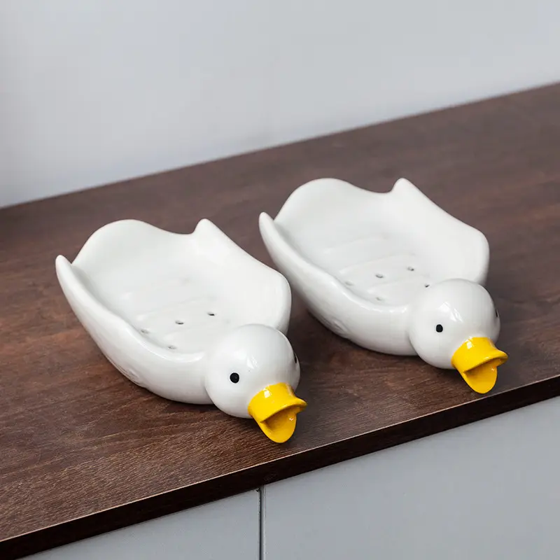 Cute Ceramic Duck Soap Box White - Image 6