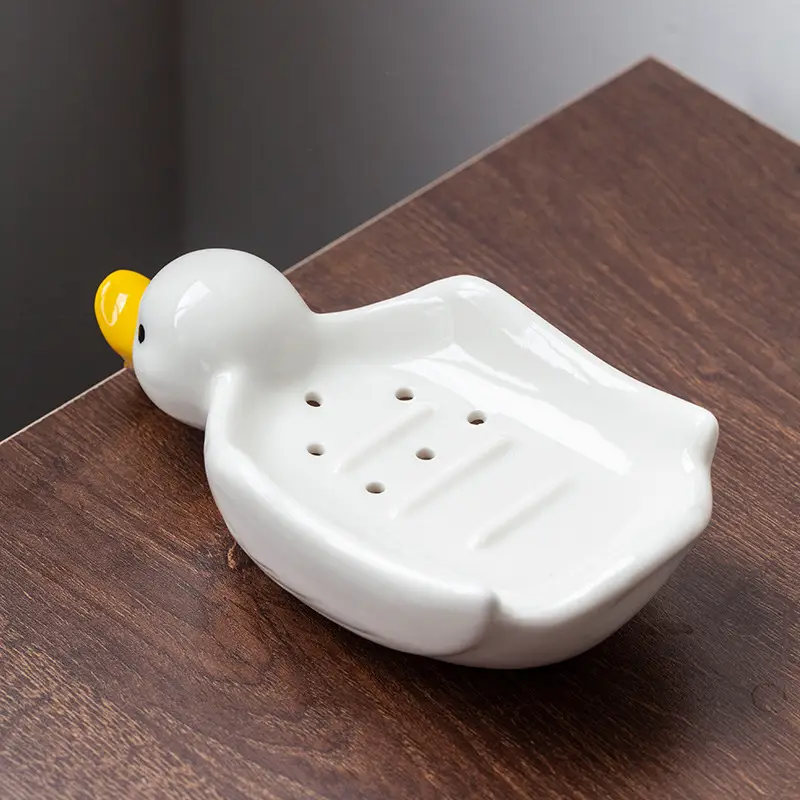 Cute Ceramic Duck Soap Box White - Image 7