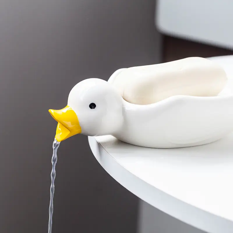 Cute Ceramic Duck Soap Box White - Image 8