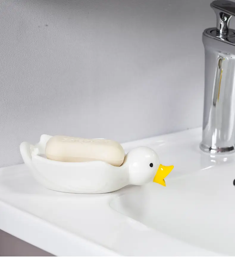 Cute Ceramic Duck Soap Box White — feature 4