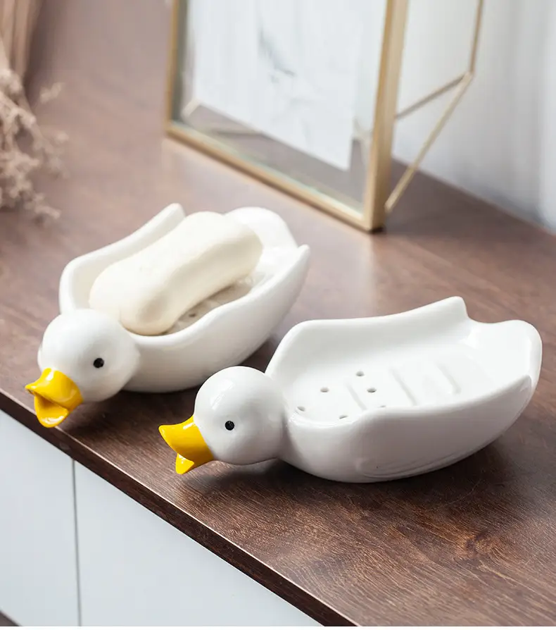 Cute Ceramic Duck Soap Box White — feature 8