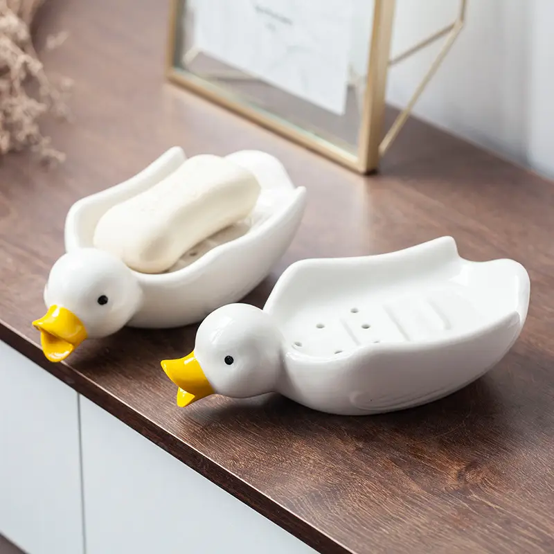 Cute Ceramic Duck Soap Box White - Image 2