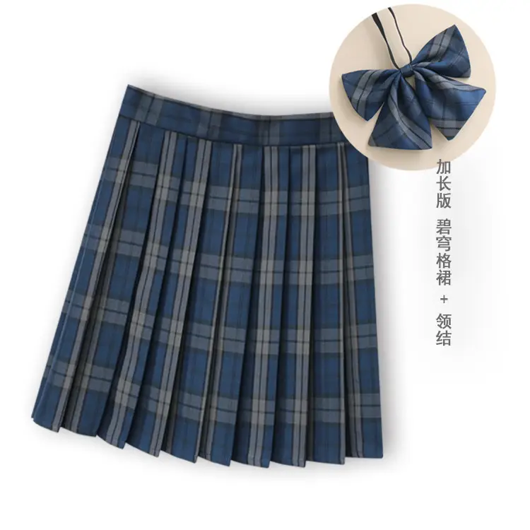Japanese Plaid Pleated Skirt with Bow Accessory - Image 25