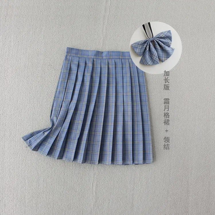 Japanese Plaid Pleated Skirt with Bow Accessory - Image 18