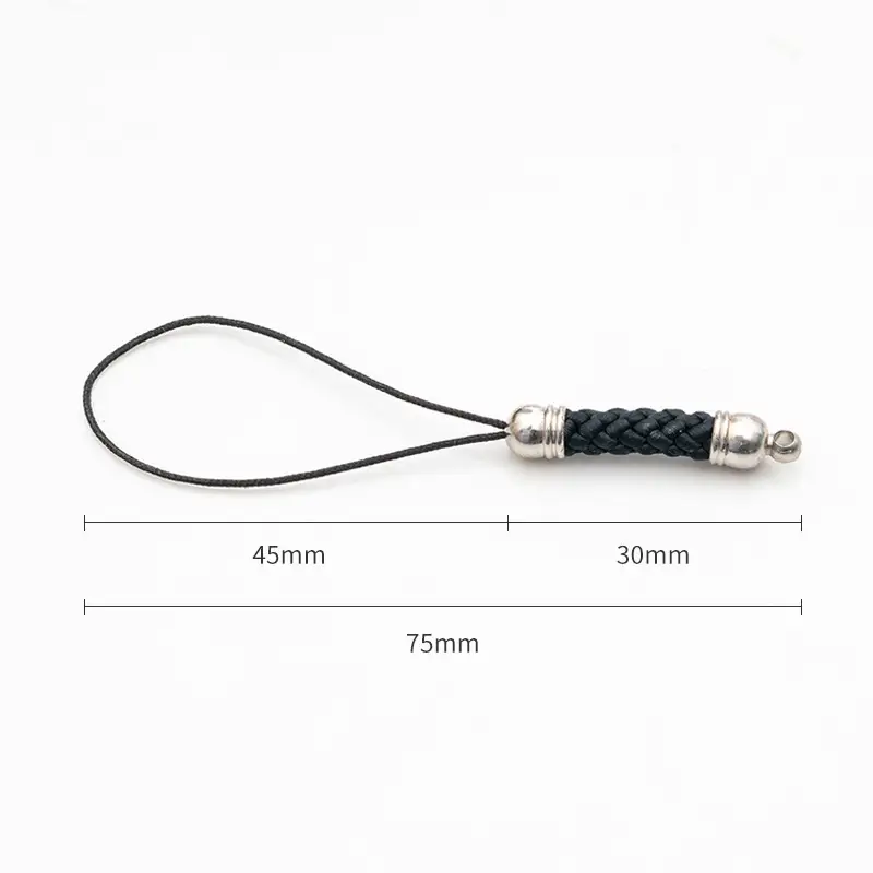 Black Braided Phone Lanyard with Gold & Silver Beads - Image 18