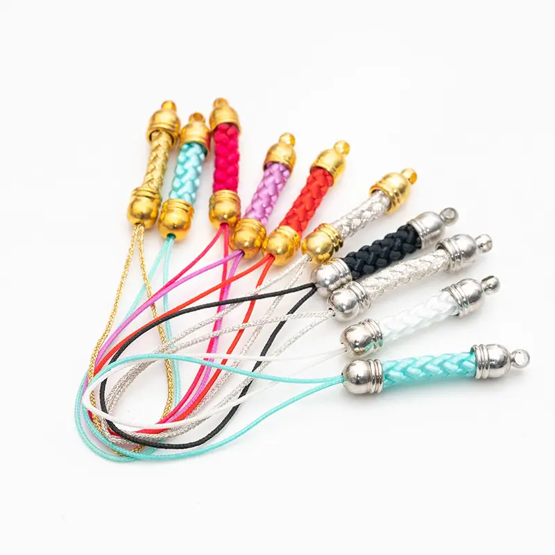 Black Braided Phone Lanyard with Gold & Silver Beads - Image 20