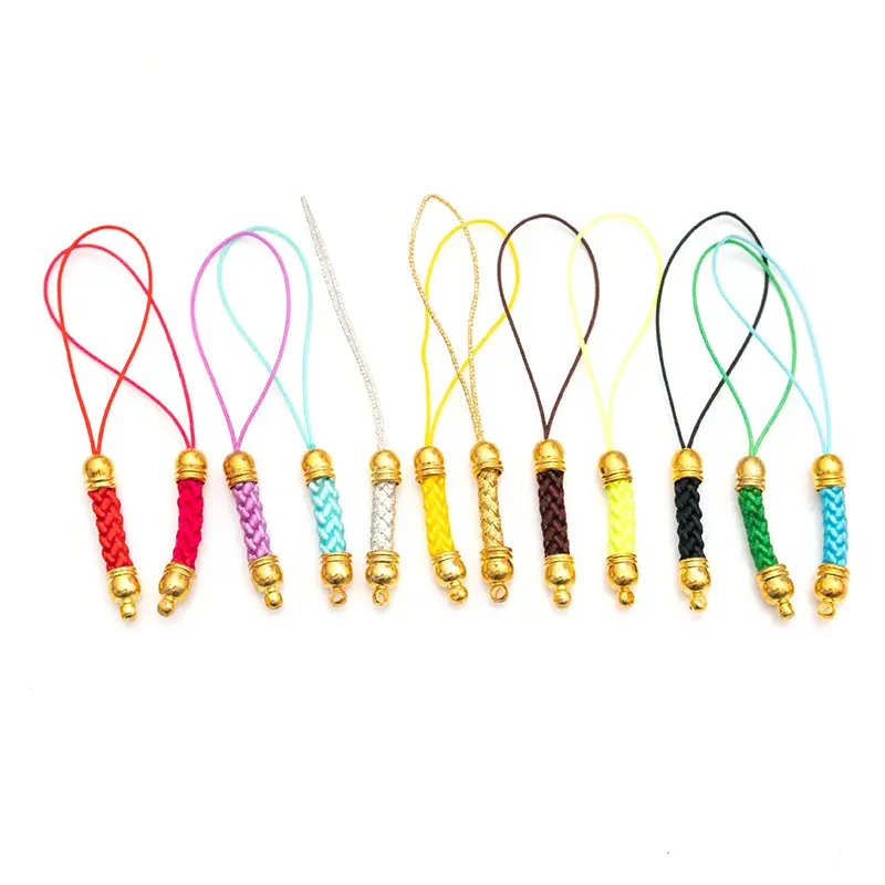 Black Braided Phone Lanyard with Gold & Silver Beads - Image 21