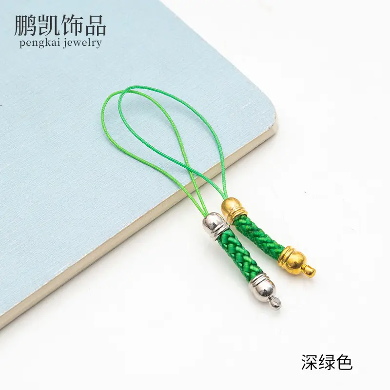 Black Braided Phone Lanyard with Gold & Silver Beads - Image 10