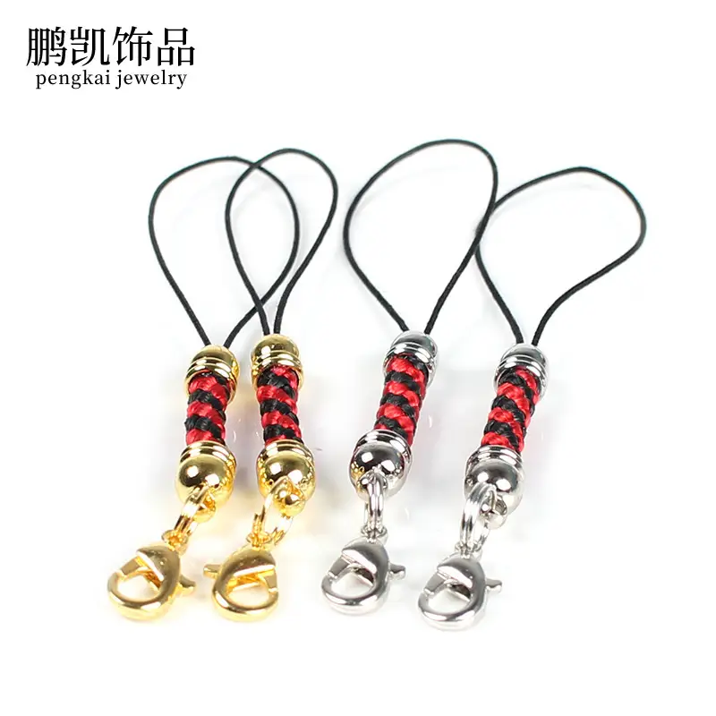 Black Braided Phone Lanyard with Gold & Silver Beads - Image 12