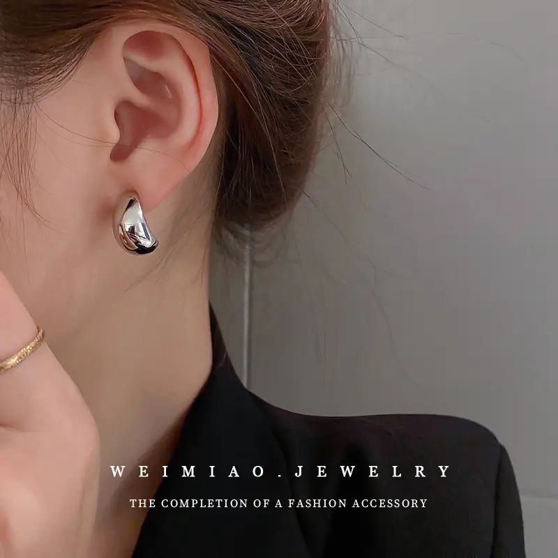 Silver Needle C-Shape Earrings for Women - Image 29