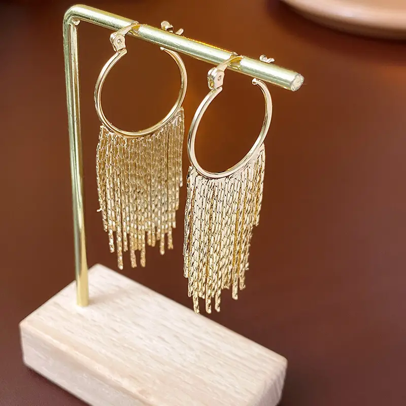74# ear buckle-golden tassel (real gold plating)