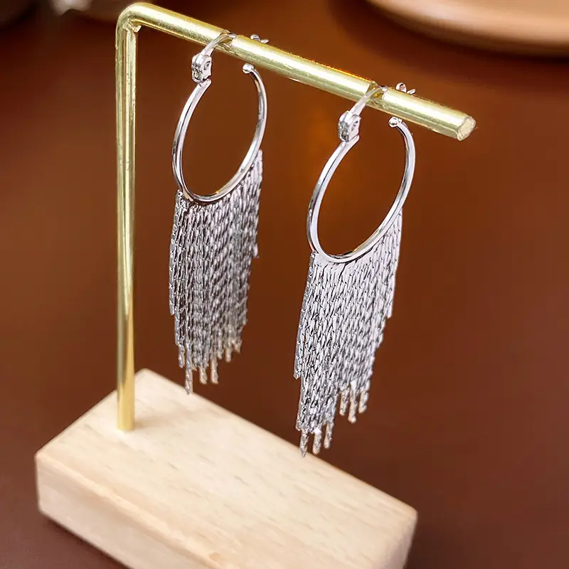 75# earring-silver tassel (gold plating)