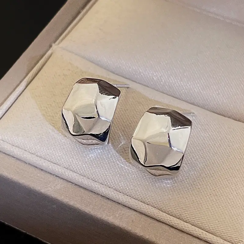 Silver Needle C-Shape Earrings for Women - Image 6