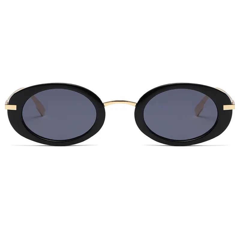 3300 Small Oval Frame Metal Sunglasses Yellow Lens - Image 9