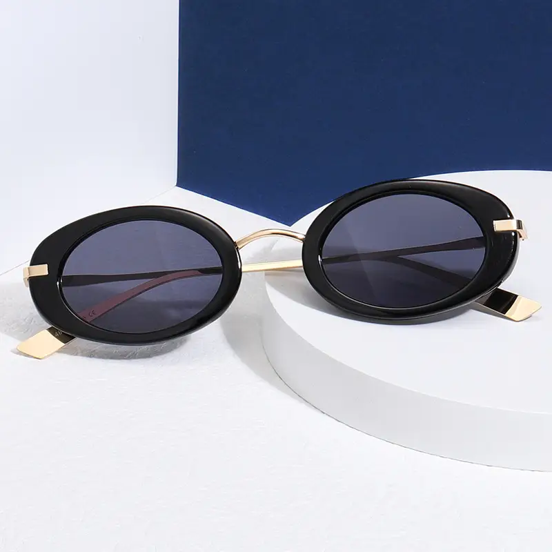 3300 Small Oval Frame Metal Sunglasses Yellow Lens - Image 10