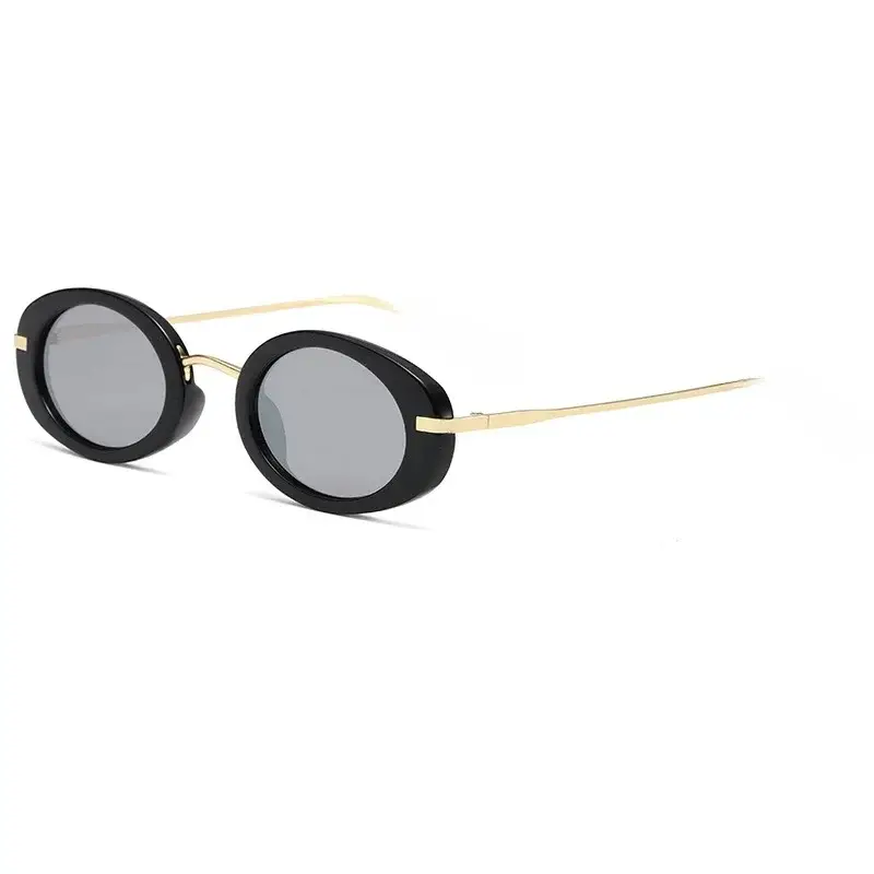 3300 Small Oval Frame Metal Sunglasses Yellow Lens - Image 4