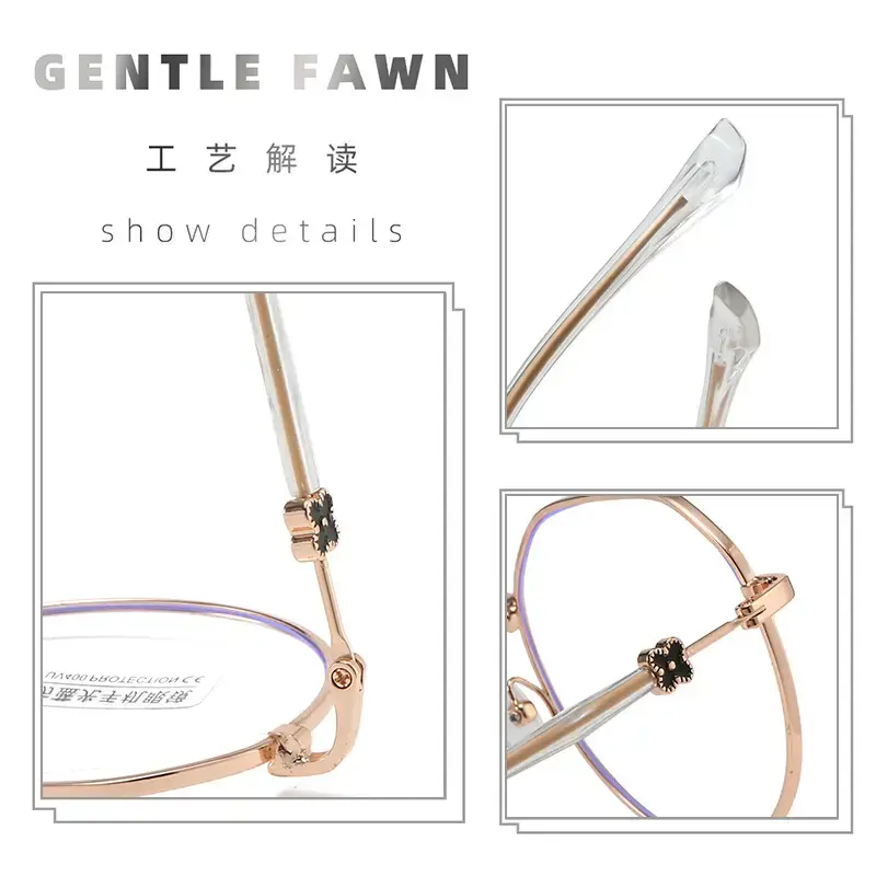 Women Anti-Blue Light Glasses Metal Frame Retro Style - Image 8