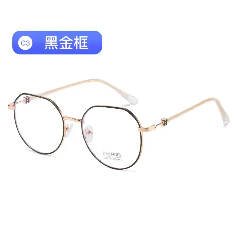 Women Anti-Blue Light Glasses Metal Frame Retro Style - Image 3