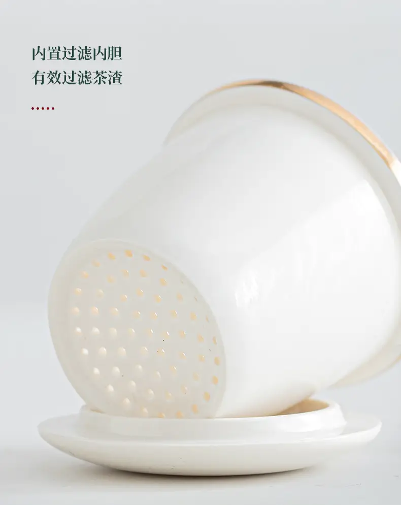 National Tide Ceramic Tea Cup with Lid and Wooden Handle — feature 11