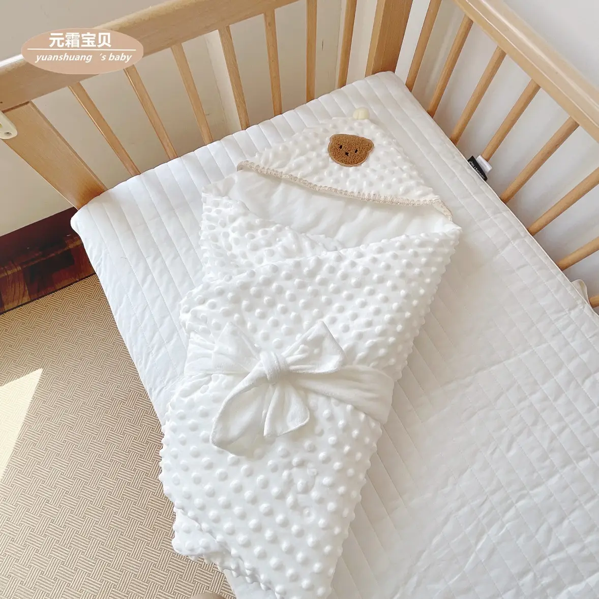 Doudou Velvet Baby Quilt White Blue Newborn Bag - Image 8