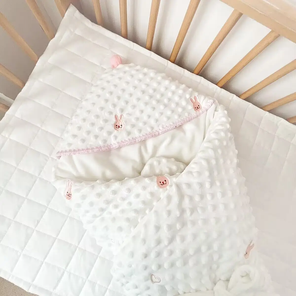 Doudou Velvet Baby Quilt White Blue Newborn Bag - Image 5