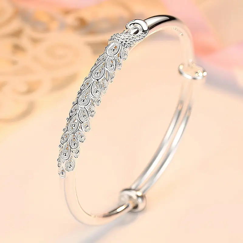 Peacock Design Sterling Silver Bracelet for Women - Image 3