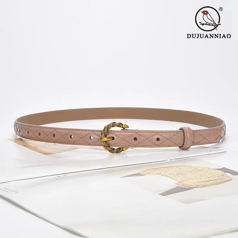 Women's Diamond Pin Buckle Belt Brown All Match - Image 12
